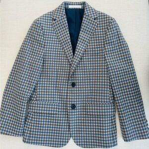 Michael Strahan Blue and Brown Kids Plaid Blazer
